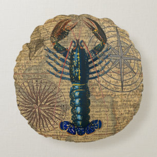 Lobster Shellfish Seafood Maine Classic Ocean Round Cushion