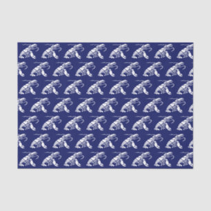 Lobster Silhouette #1 Drawing White Blue Bkground Tissue Paper