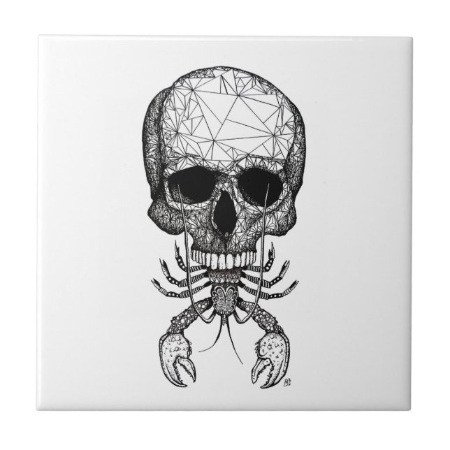 Lobster Skull Ceramic Tile (Front)