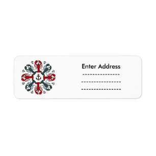 Lobster Snowflake Anchor N.S. Christmas label Return Address Label