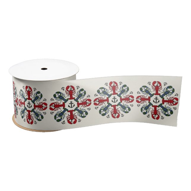 Lobster Snowflake Anchor N.S. Christmas ribbon Satin Ribbon (Spool)