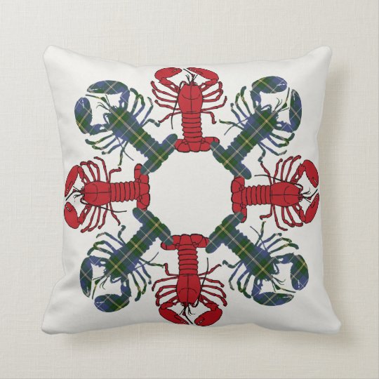 Lobster Snowflake N.S. Tartan Christmas pillow