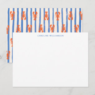 Lobster Stripe Pattern Personalised Stationery Card