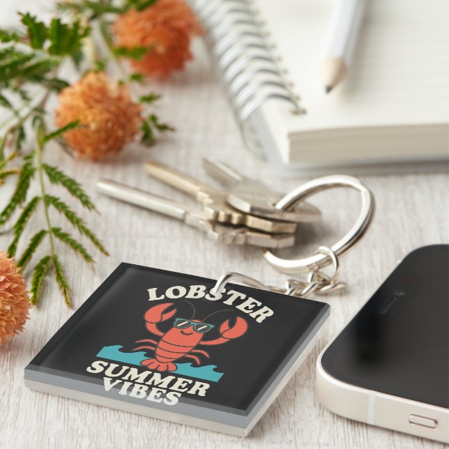 Lobster Summer Vibes – Cute Coastal Crab Key Ring (Front Right)
