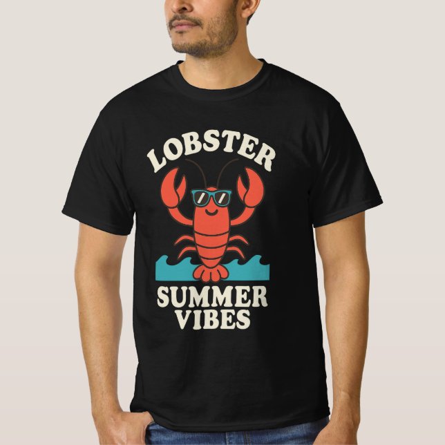 Lobster Summer Vibes – Cute Coastal Crab T-Shirt (Front)