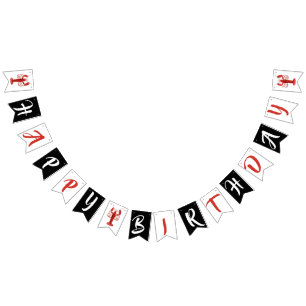Lobster Themed Red Black White Birthday Party Bunting