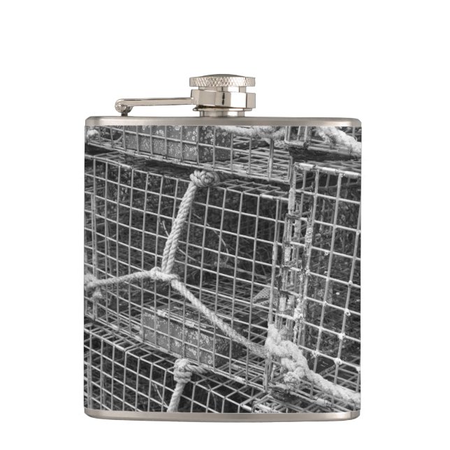 Lobster Trap Stack Hip Flask (Front)