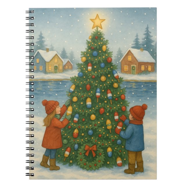Lobster Trap Tree Christmas Card Notebook (Front)