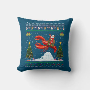 Lobster Ugly Xmas Gift Santa Riding Lobster Christ Cushion
