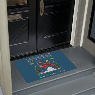 Lobster Ugly Xmas Gift Santa Riding Lobster Christ Doormat