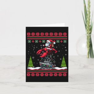 Lobster Ugly Xmas Gifts Santa Riding Lobster Chris Card