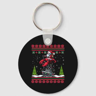 Lobster Ugly Xmas Gifts Santa Riding Lobster Chris Key Ring