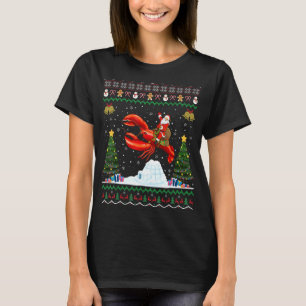 Lobster Ugly Xmas Santa Riding Lobster Christmas T-Shirt