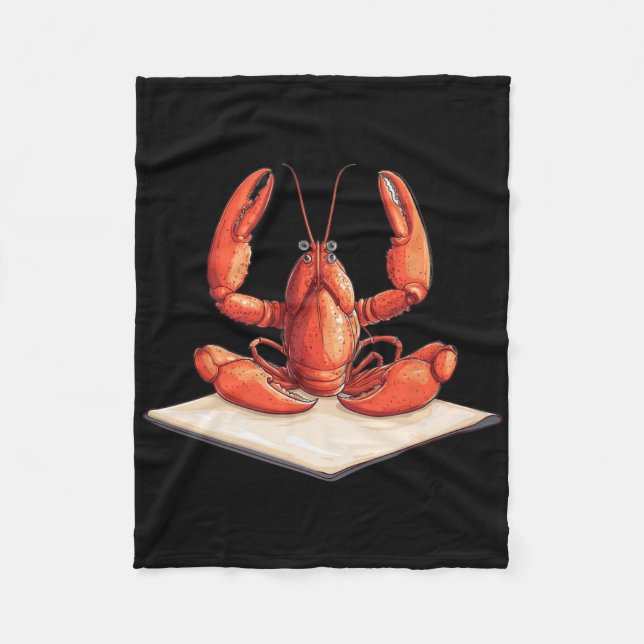 Lobster Using A Yoga Mat  Fleece Blanket (Front)
