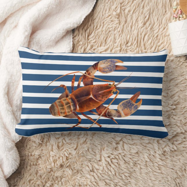  Lobster Watercolor Nautical Crustaceancore Lumbar Cushion (Blanket)