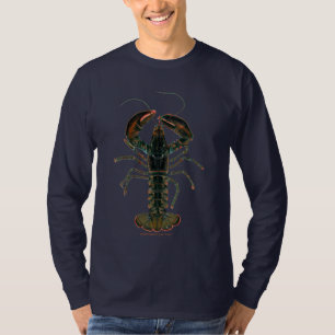 Lobster Watercolor on Navy Blue T-Shirt
