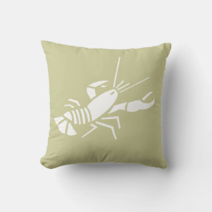 LOBSTER WHITE on khaki green pillow