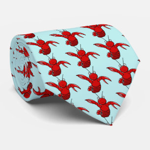 lobster with blue sea background. Small pattern Tie