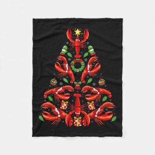 Lobster Xmas Decoration Santa Hat Lobster Christma Fleece Blanket