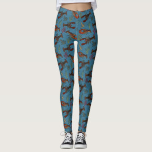 Lobsters in the Blue Sea Patterned Leggings