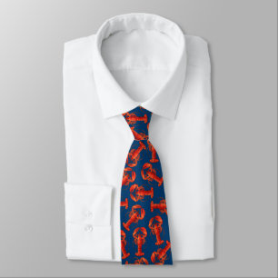 Lobsters on Navy Necktie