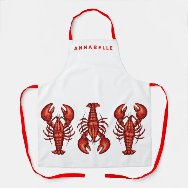 Lobsters Personalise Medium Apron (Front)