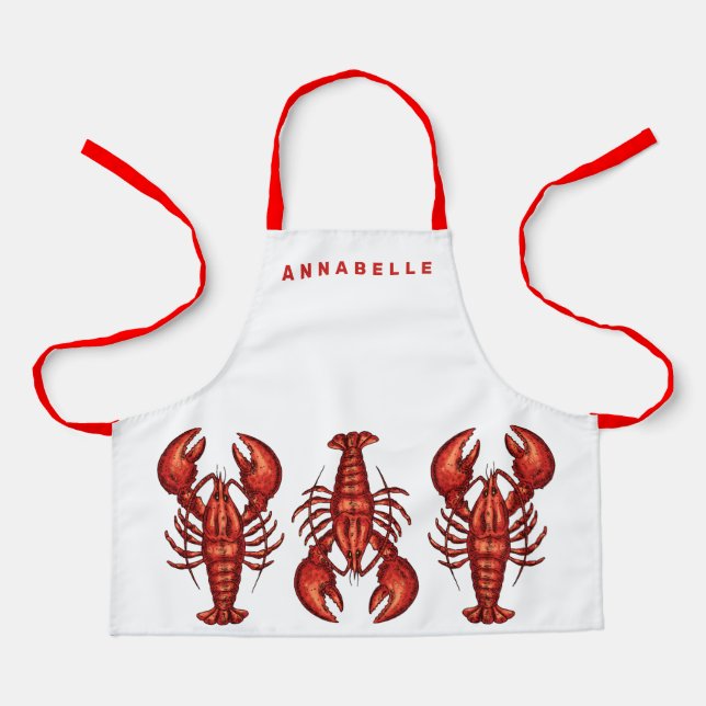 Lobsters Personalise Small Apron (Front)
