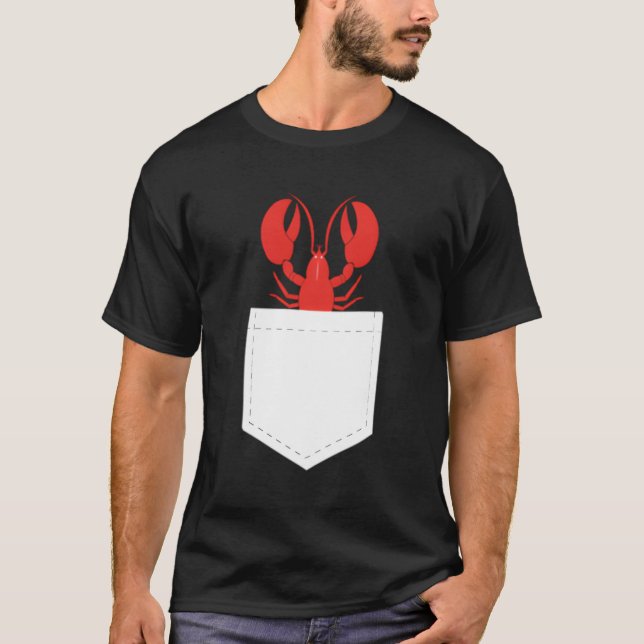 Lobsters Pocket Seafood Crawfish Lobster T-Shirt (Front)