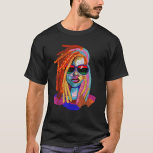 Loc d Hair Art African American Woman Girl Black Q T-Shirt