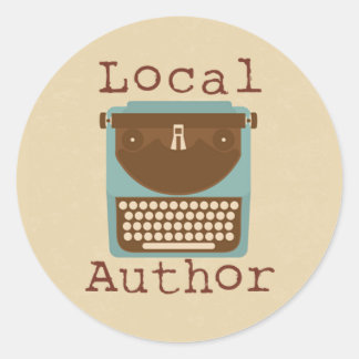 Local Author Typewriter Logo Round Sticker