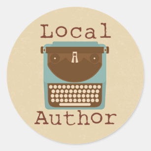 Local Author Typewriter Round Sticker