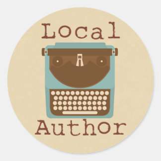 Local Author Typewriter Round Sticker