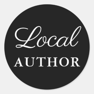 Local Author Writer Book Promo Black Classic Round Sticker