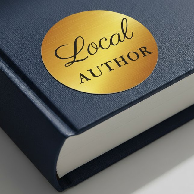 Local Author Writer Book Promo Gold B Classic Round Sticker (Customize to change text size or text style.)