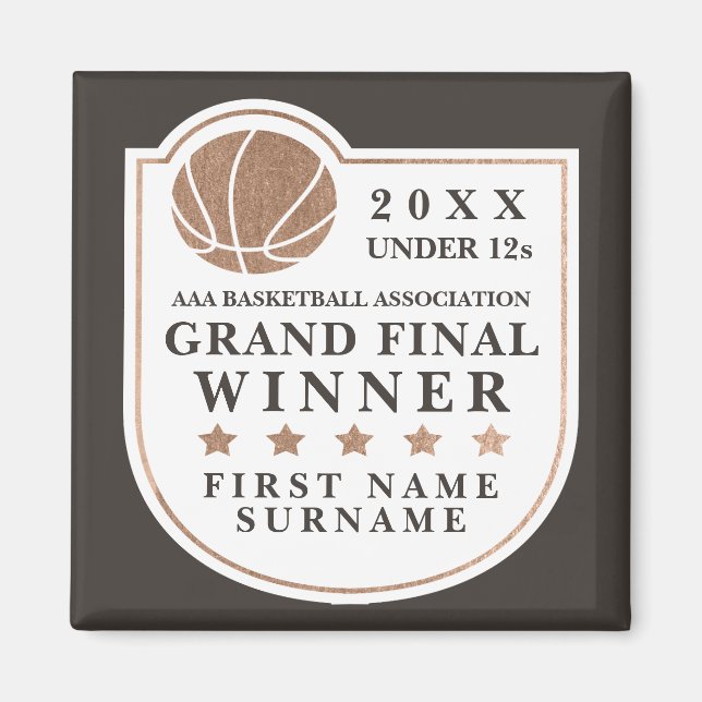 Local Basketball Grand Final Prize Trophy Keepsake Magnet (Front)
