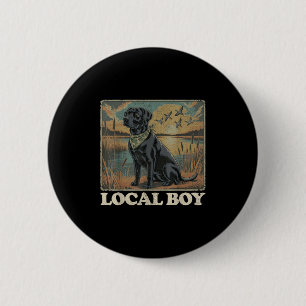 Local Boy Black Lab Hunting Dog Marsh Scene Sunset 6 Cm Round Badge
