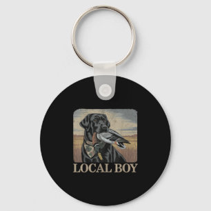 Local Boy Black Lab Hunting Dog Marsh Scene Sunset Key Ring