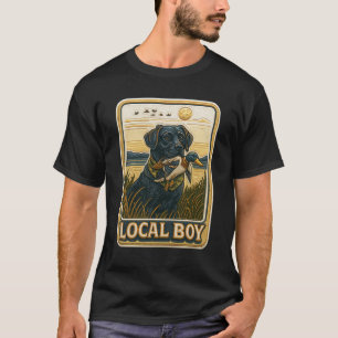 Local Boy Black Lab Hunting Dog Marsh Scene Sunset T-Shirt