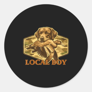 Local boy southern duck hunting black outdoor classic round sticker
