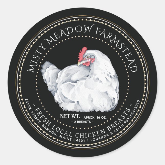 Local Chicken Parts Label Hen Farmer's Market (Front)