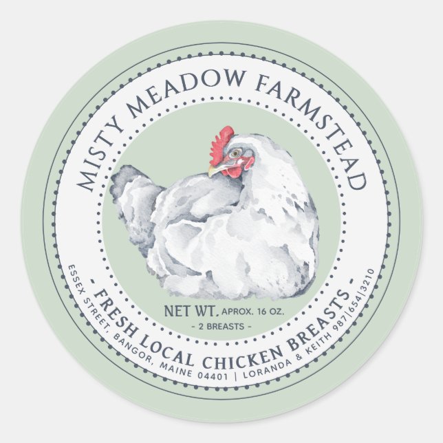 Local Chicken Parts Label Hen Farmer's Market (Front)