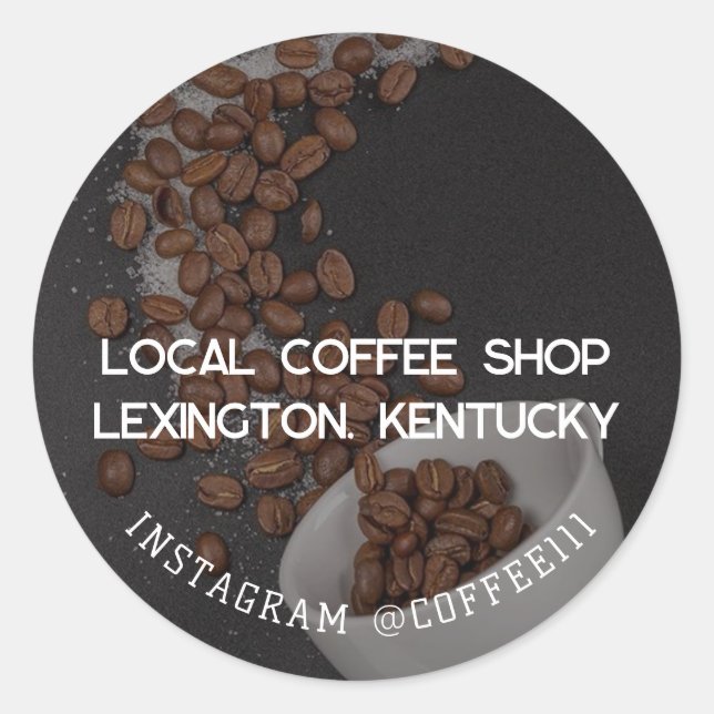 Local Coffee Shop Classic Round Sticker (Front)
