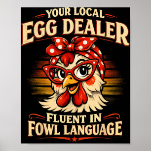Local Egg Dealer Funny Chicken Farm Vintage Easter Poster