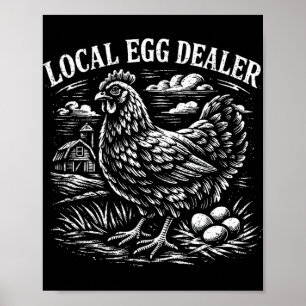 Local Egg Dealer Funny Chicken Farm Vintage Easter Poster