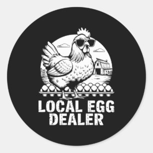 Local Egg Dealer Funny Retro Easter Farm Chicken B Classic Round Sticker