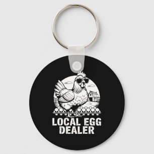 Local Egg Dealer Funny Retro Easter Farm Chicken B Key Ring