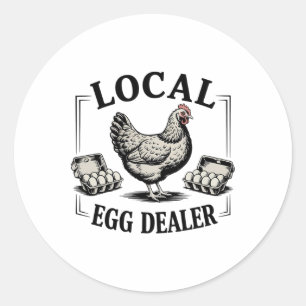 Local Egg Dealer Retro Chicken Funny Farmer Easter Classic Round Sticker