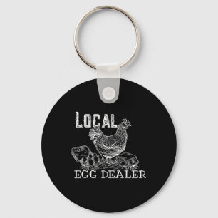 Local Egg Dealer Retro Chicken Funny Farmer Easter Key Ring