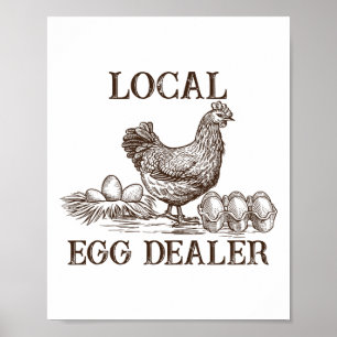 Local Egg Dealer Retro Chicken Funny Farmer Easter Poster