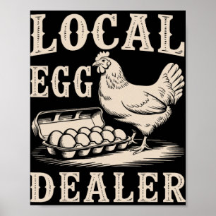 Local Egg Dealer Retro Chicken Funny Farmer Easter Poster